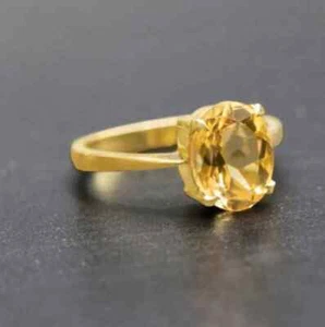 Natural Yellow Citrine Gemstone Engagement Ring 10k yellow Gold ring i562 - Picture 1 of 4