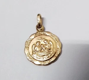 14k Yellow Gold 'Ricordo Del Battesimo' Pendant - 1.8 Grams - 15mm - Picture 1 of 4