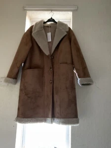 Cappotto longline finto shearling colore marrone nuovissimo taglia grandi - Foto 1 di 24