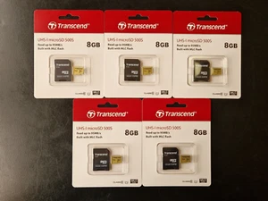 5 x 8GB Transcend Class 10 95MB/s 500S Micro SD Memory Cards Bulk Job Lot - Picture 1 of 1