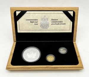 Juego de 3 monedas conmemorativas Canadá 1989 platino oro plata hoja de arce emisión - Imagen 1 de 9