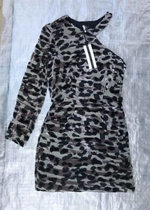 BNWT " TOPSHOP " ANIMAL PRINT ONE SHOULDER BODYCON DRESS - UK 8 ! RRP £100 - Picture 1 of 5