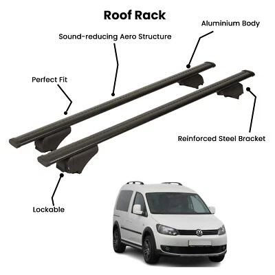 2 piezas barras transversales negras para VOLKSWAGEN CADDY MVN 2003-2015 Foto 1 de 4