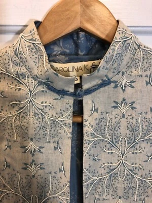 34. Carolina K. For Free People Linen Beaded Toile Jacket Xs Worn Once - Image 1 of 4