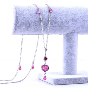 Women Piercing Water Drop Heart Shaped Full Waist Chain Belly Button - Picture 1 of 6