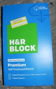 H&R Block Tax Software Premium Self Employed Rental 2024 PC/MAC Download - Picture 1 of 5