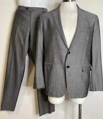 Traje ETRO Negro Blanco Micro Cuadros Lana Seda IT56 US 46 Blazer Chaqueta Pantalones Punto Foto 1 de 4