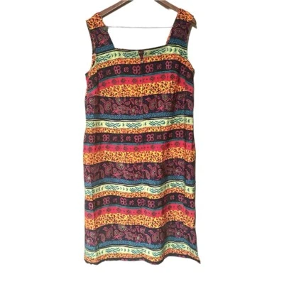 Vintage Sag Harbor Eclectic Sleeveless Mixed Media Midi Dress Orange Size 20W - Image 1 of 4