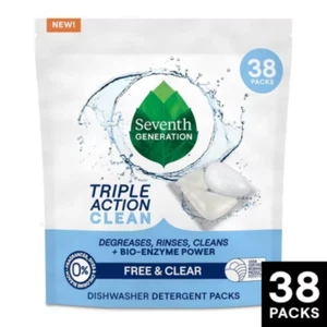 Seventh Generation Triple Action Clean Dishwasher Detergent Packets - 38ct - Picture 1 of 8