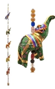 Indian Handmade Elephants Multi-Coloured Wall Hangings Decoration for Home Luck - Picture 1 of 8
