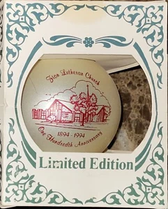 Zion Lutheran 100th Anniversary 1894-1994 Glass Christmas Ornament Limited - Picture 1 of 3