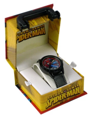 Spider-Man Spider-Sense Collector's Analog Watch Leather Band Marvel Comics New - Image 1 of 4