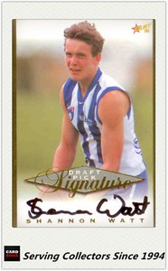 1998 Select AFL Series Draft Pick Signature Card SC13: Shannon Watt (Kangaroos)