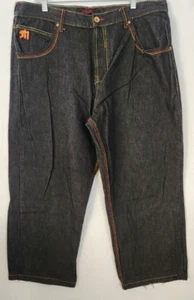 Mecca Apparel Jeans 36x27 (Tag 40x32) Wide Leg Embroidered Hot Flame Pockets - Picture 1 of 18