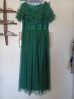 Plus Size Maxi Dress 20 1X Tulle Embroidered Lined Wedding Party Cocktail Green