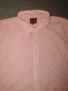 Linea Uomo Mens Button Down Up XXXXL 4XL Peach Pink/White Plaid Shirt - Picture 1 of 10