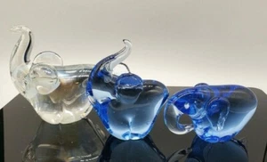 Vintage Murano Glass Elephants Mama Papa and Baby - Picture 1 of 7