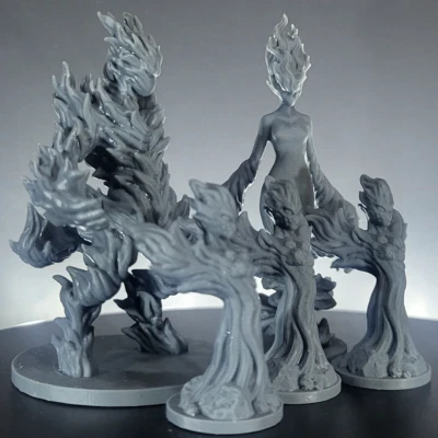 Fire Elemental Set of 5 Miniatures for DnD Pathfinder TTRPGs - Image 1 of 4