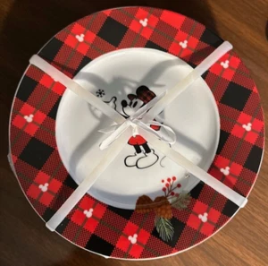 "Juego de 4 platos de aperitivo surtidos de 8"" Disney Navidad Mickey Mouse y Minnie" - Imagen 1 de 5