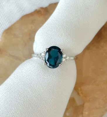 2.00 Ct Oval Cut Simulated Stone Engagement Wedding Ring 14K Solid White Gold - Image 1 of 4