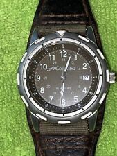 Columbia Mens Watch #cl-1094 Leather Band Runs New Battery