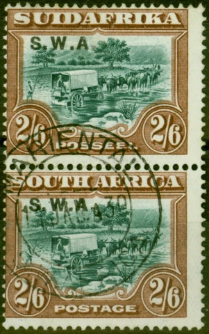 S.W.A 1927 2s6d Green & Brown SG65 Fine Used Vertical Pair Cover