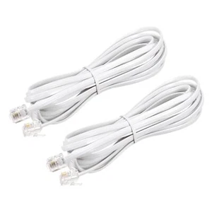 Phone Cord 9.84FT Telephone Cable Phone Line Cord RJ11 6P4C Plugs White 2pcs - Picture 1 of 5