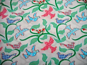 Quilt Fabric By Yard SALE Blue Pink Green Birds on White Premium Cotton Vtg #PC - Picture 1 of 2