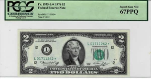 1976 $2 Federal Reserve *STAR*note-fr.1935-L*(San Francisco) PCGS 67 PPQ - Picture 1 of 6