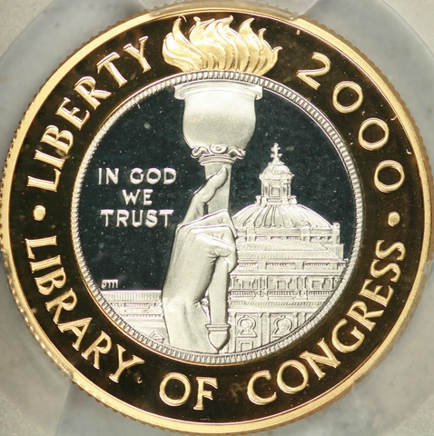 2000-W Proof Library of Congress $10 Commem PCGS PR69DCAM Cover