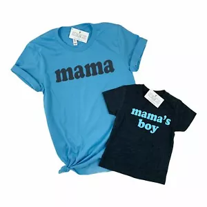 MAMA AND MAMA'S BOY SHIRTS, SET OF 2 SHIRTS, MATCHING MOM AND SON OUTFITS GIFT - Picture 1 of 4