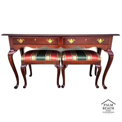 DREXEL Console Sofa Table with Ottomans - Image 1 of 4