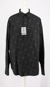 BALENCIAGA REPEAT LOGO LONG SLEEVE SHIRT MENS 39 / UK M BLACK RRP £750 EP - Picture 1 of 7