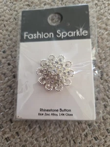 Botón de estrás brillante de moda en tono plateado para manualidades - Imagen 1 de 2