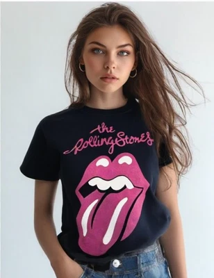 The Rolling Stones Size X-Small Authentic Bravado Tongue Graphic Tee Black - Image 1 of 4