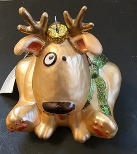 FIGI All That Glitters Merkur Glas Weihnachtsschmuck OH HIRSCH! Hund - 2002 - Bild 1 von 8