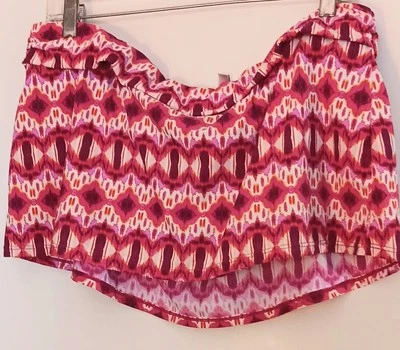 Kenneth Cole Women 's XL Abstract Fold Over Waist Swim Skirt Pink White - Image 1 of 4