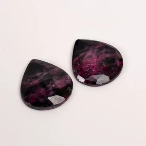Par de piedras preciosas facetadas pera zoisita rubí 45 quilates 25x23x4 mm rosa opaco suelto - Imagen 1 de 5