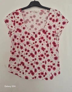 Marks & Spencer White Floral Blouse Size 16 - Picture 1 of 7