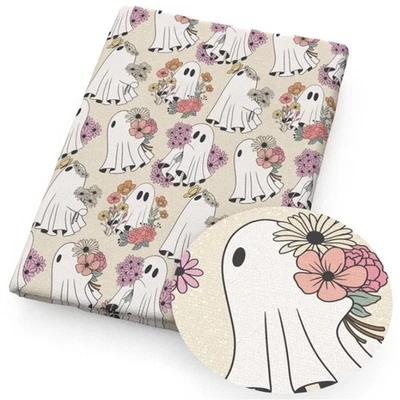 Fantasma Fantasmas Flores Flores Halloween SÁBANA IMITACIÓN CUERO 8 X 12" TEXTURA LISA Foto 1 de 3