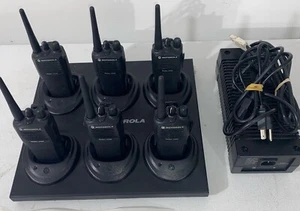 6 Motorola CP200 UHF 4 Ch 438-470 MHz Radios Batteries Gang Charger G2 - Picture 1 of 9