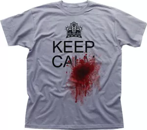 KEEP CALM AND BLOOD SHOT SPLATTER TRUE FUNNY HORROR white t-shirt 09935 - Picture 1 of 2