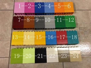 4 lego duplo 2X4 bricks block azure lime pink gray black white brown tan orange - Picture 1 of 25