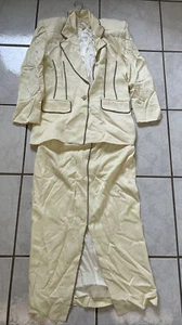 Size 8/10 Vintage Beige(Chaki)Cache Skirt Suit - Picture 1 of 13