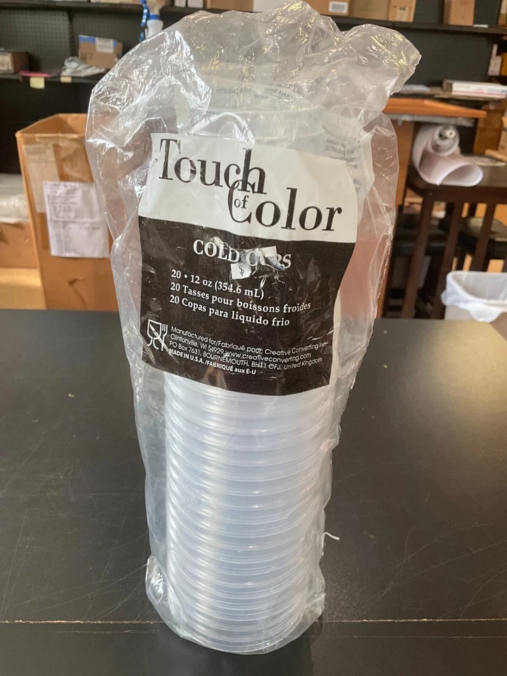 Clear Plastic Cups 12oz Touch of Color 20ct - Image 1 of 2