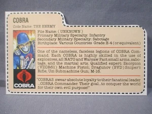 GI Joe Cobra Soldier NUR FILECARD Red Back Sears Exclusive Vintage 1983 - Bild 1 von 4