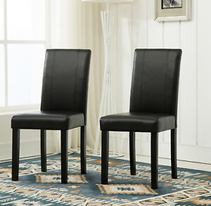 2 x  Faux Leather Dining Chairs With Solid Wooden Legs home & restaurants