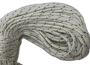 Cuerda de asta de bandera halyard poliéster trenza doble 1/4" x 100 pies, blanco/negro - Imagen 1 de 1