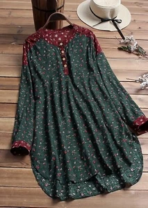 Tunic Womens 4X Hi-Low Long-Sleeves Cotton-Blend - Picture 1 of 9