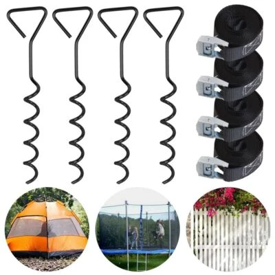 Trampolin Bodenanker Befestigung Erdanker Set Sicherung Spanngurte 40cm / 900KG. - Bild 1 von 4